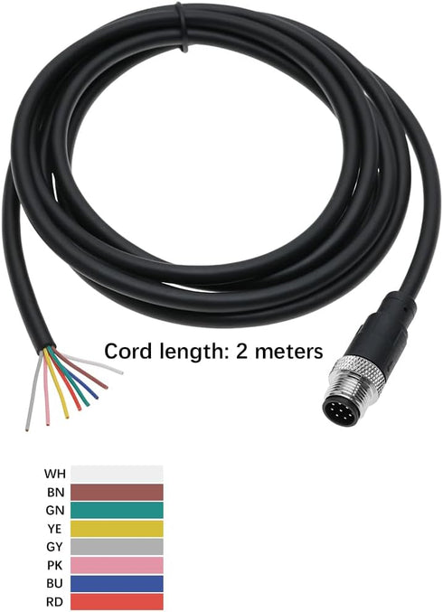 8 Pin M12 Sensor Connector Straight Aviation Cable Male to Male Waterproof Electrical Cable