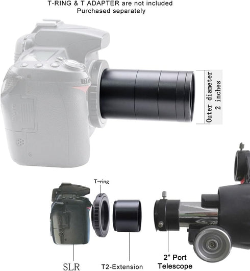 Telescope M48-2 Inches Extension Tube Kit for SLR Cameras, Length 5mm to 30mm, M48x0.75 on Both Sides