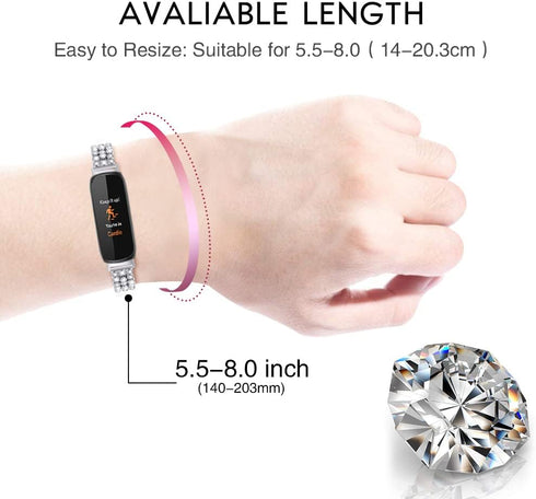 Slim Bling Bands Compatible with Fitbit Inspire 3 Smartwatch,Rhinestone Dressy Bracelet Replacement for Inspire 3 Wristbands Accessories Jewelry Strap Women Girl