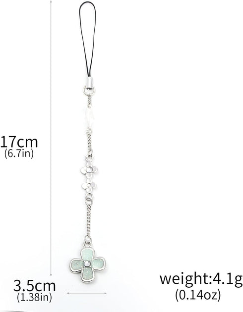 SONGCHANGJEWELRY Sawako Four Leaf Clover Phone Charms Strap - Lucky Flower Car Hanging Ornament Anime Jewelry Merch