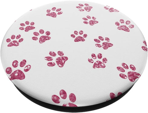 Rose Pink Paw Print Pattern Cute Dog Cat Lover Owner PopSockets Swappable PopGrip