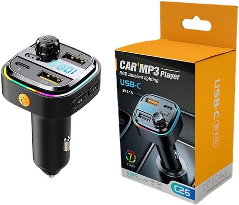 Ti Cow Mp3 New Multi-Functional Vehicle-Mounted Bluetooth Player Car FM Transmitter Hands-Free Calling PD Fast Charger