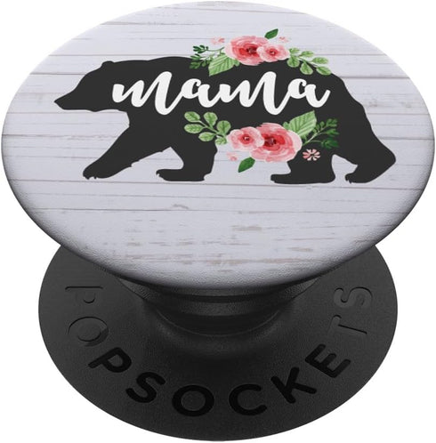 Mama Bear Watercolor Pink Roses Floral PopSockets Standard PopGrip