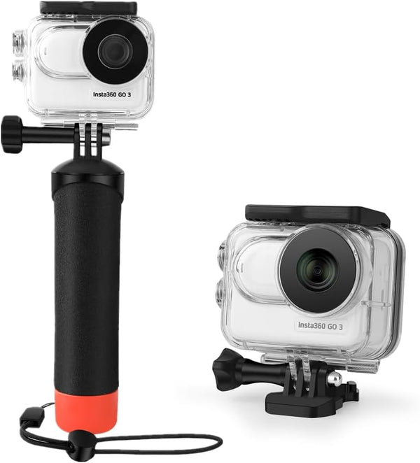 Waterproof Case & Floating Hand Grip for Insta360 GO 3, Protective Underwater Dive Housing Shell with Bracket