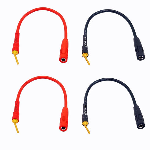 Pin Banana Plugs to 4mm Female Banana Jack Adapter - 8 Inches Banana Plug Adapter Cable, 4-Packs
