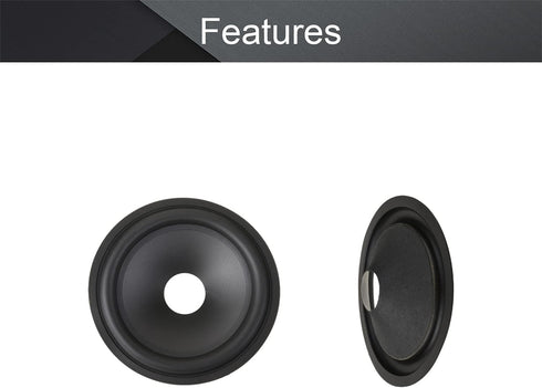 Fielect 5 inches Paper Speaker Cone Subwoofer Cones, 1 inch Inner Diameter with Rubber Surround, 2Pcs