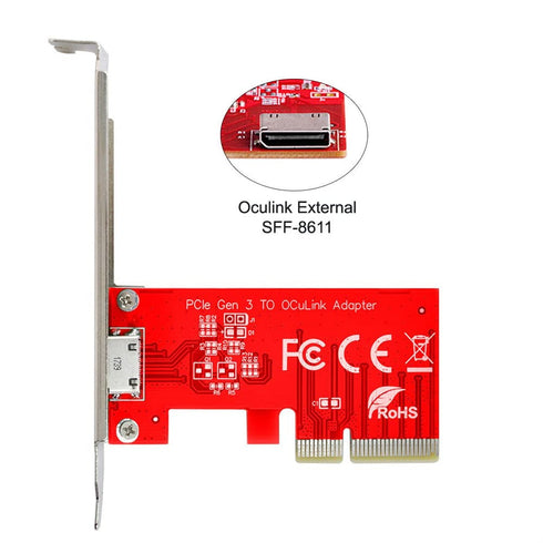 NFHK PCI-E 3.0 Express 4.0 x4 to Oculink External SFF-8612 Host Adapter for PCIe SSD with Bracket