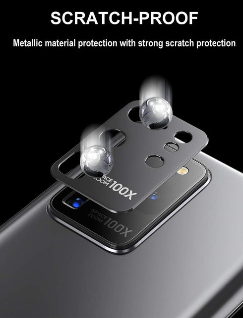 Samsung S20 Ultra Camera Lens Protector Case - 2 Pack Alloy Metal Protective Cover, Easy Installation (Black)