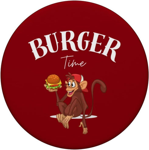 Burger Time Fun Design Monkey Fast Food Delicious Burger PopSockets Standard PopGrip