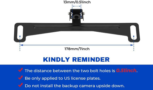Backup Camera License Plate Bracket, Alpha Rider Universal Car Dash Cam Mirror Camera Kit, Rear View Holder