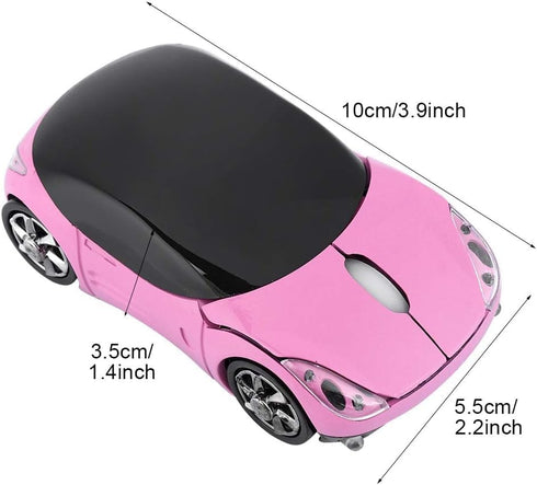 2.4G Wireless Optical Mouse, 3D Car Shape with USB Receiver for PC Laptop (F-car, pink)