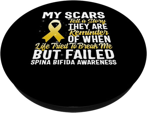 Spina Bifida Warrior Awareness Scars Tell Story Split Spine PopSockets Swappable PopGrip