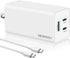 NewWay 65W 3 Port PD QC 3.0 USB-C Fast Charger - Foldable USB-C Wall Charger for Laptops, Smartphones, and iPhone 15