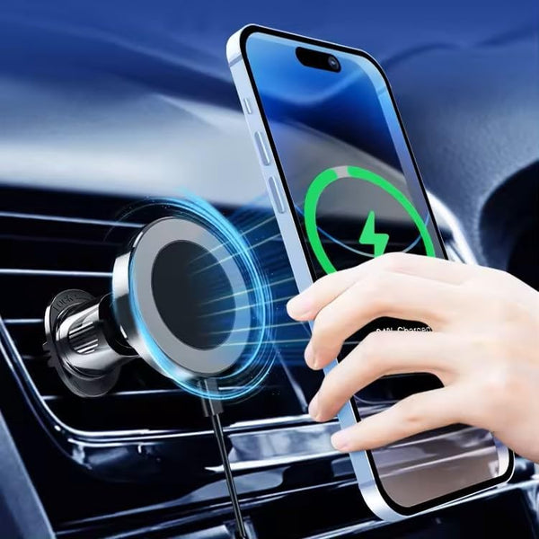 SASHWA Wireless Car Vent Mount, 15W Magnetic Charger for iPhone 15/14/13/12 and Android, 360° Rotation, Fast Charging