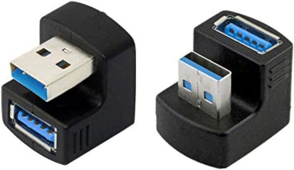 cablecc 1 Set Up & Down Angled USB 3.0 Adapter, A Male to Female Extension, 180 Degree