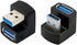 cablecc 1 Set Up & Down Angled USB 3.0 Adapter, A Male to Female Extension, 180 Degree