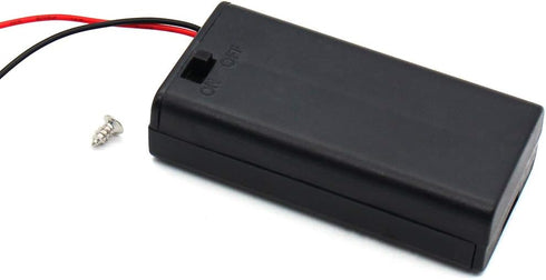 2 AA Battery Holder with Leads, ON/Off Switch, Screw Cap Case, 2 Slots x 1.5V 3 Volt (4-Pack)