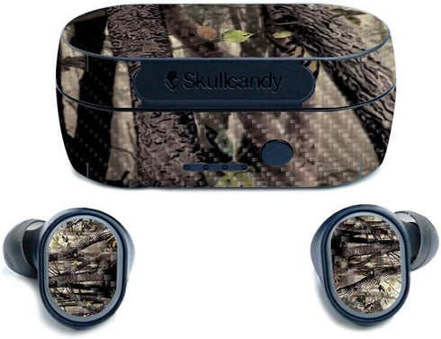 MightySkins Carbon Fiber Skin for Skullcandy Sesh True Wireless Earbuds - Tree Camo | Durable Textured Finish, Easy to