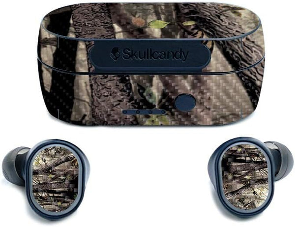 MightySkins Carbon Fiber Skin for Skullcandy Sesh True Wireless Earbuds - Tree Camo | Durable Textured Finish, Easy to