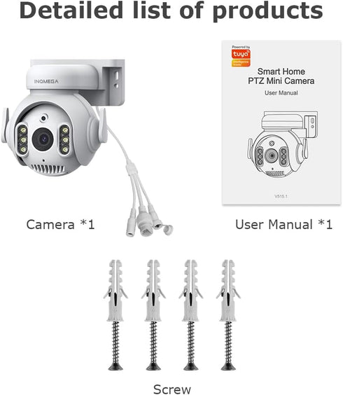 INQMEGA 5MP TUYA Smart Security Camera, Home Surveillance with 2.4G WiFi, 2-Way Audio, Full Color Night Vision