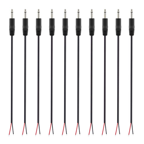 Fancasee 10 Pack 3.5mm Male Plug to Bare Wire Open End TS 2 Pole Mono Audio Cable Repair Connector
