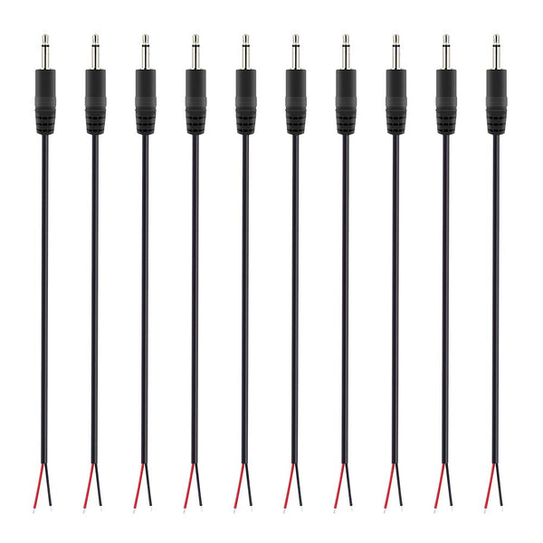 Fancasee 10 Pack 3.5mm Male Plug to Bare Wire Open End TS 2 Pole Mono Audio Cable Repair Connector