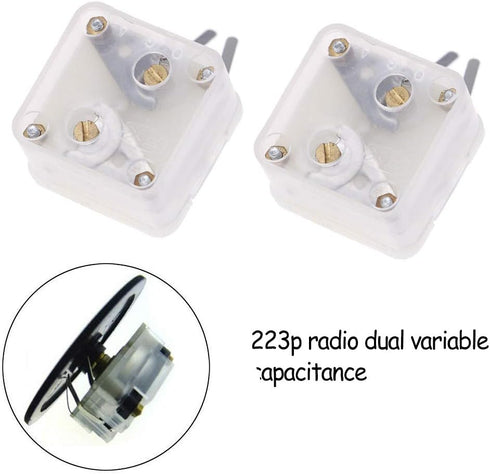 Acxico 5Pcs 223p Duplex Radio Variable Capacitor - 60pf/140pf 2.1mm Hole Shaft for Pocket Radio Accessories