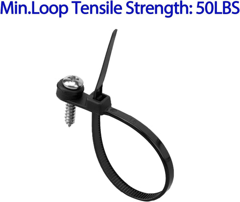XINGO 100PCS 8 inch Zip Ties with Screw Hole, Heavy Duty Nylon Cable Tie for Indoor & Outdoor