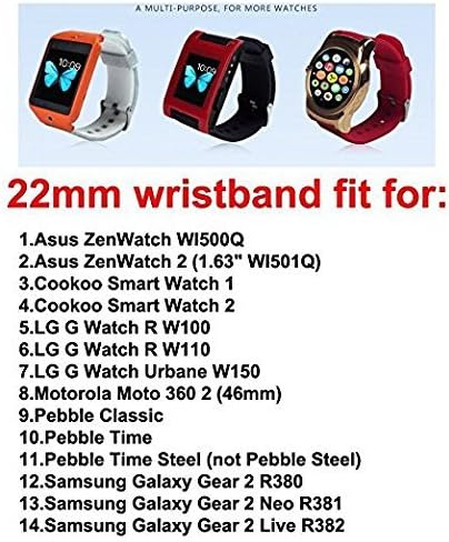 Watch Band/Strap for Pebble Time Smartwatch, Replacement Accessories with Metal Clasps, Silicone Wristband
