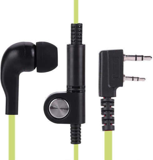 Earphone for Walkie Talkie Radio - 118 cm /46.46 Inch Headset for K Head 2Pin Radio, Mic Headphone in Green