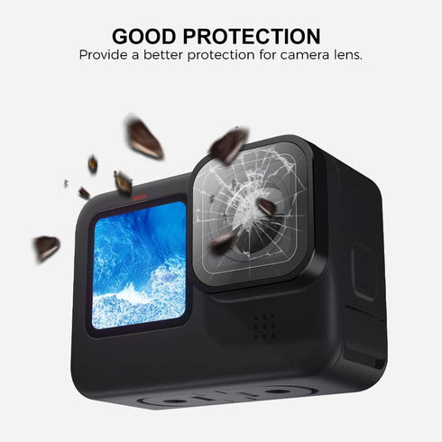 Protective Lens Replacement for GoPro Hero 12/11/10/9 Black Glass Cover Case Action Camera Accessories (Black)