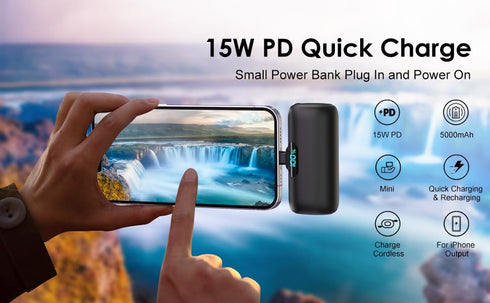 HETP 14/13 5000mAh Pack,LCD 14/14 Max/13/12 Pro/11/XS/XR/X/8/7/6 Mini Portable Charger for iPhone Series,Upgraded PD