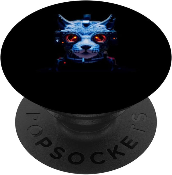 Portrait Of Cyber Punk Canadian Lynx Mixed With Robotics PopSockets Standard PopGrip