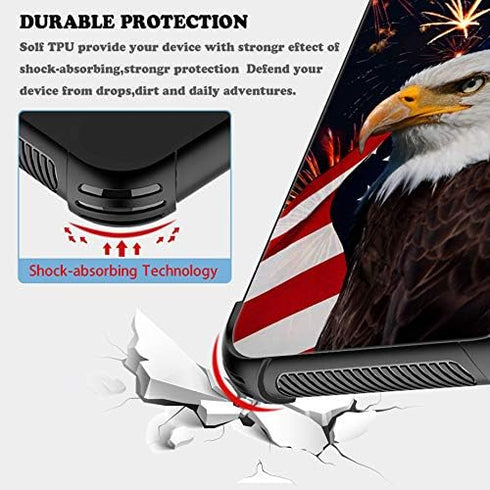 ZHEGAILIAN American Eagle Case for iPhone 13, Anti-Scratch Organic Glass Case for Boys Men, Pattern Design