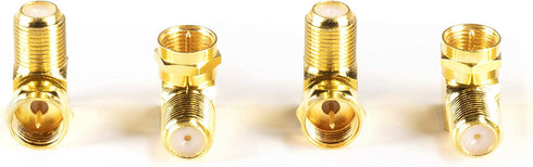 THE CIMPLE CO Gold Coaxial Cable Right Angle Connector - 4 Pack for Tight Corners and Flat Panel TV Mounting