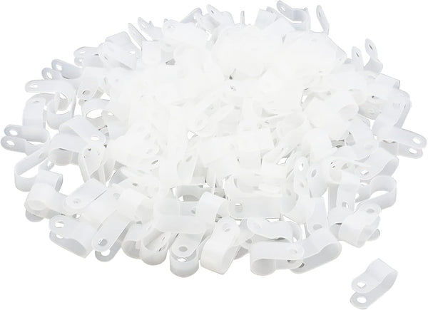 Antrader R-Type Cable Clamp - 1/4 Inch White Nylon Cable Organizer Clips, Pack of 200