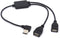 Left Angled USB Splitter Cable, 90 Deg USB 2.0 A Male to Dual Female Data Charging Adapter Cord