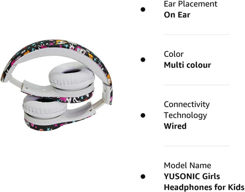 Girls Headphones for Kids, Toddler Headphones with Mic, Audio Sharing Port, Volume Limiting for Boys and Girls, School