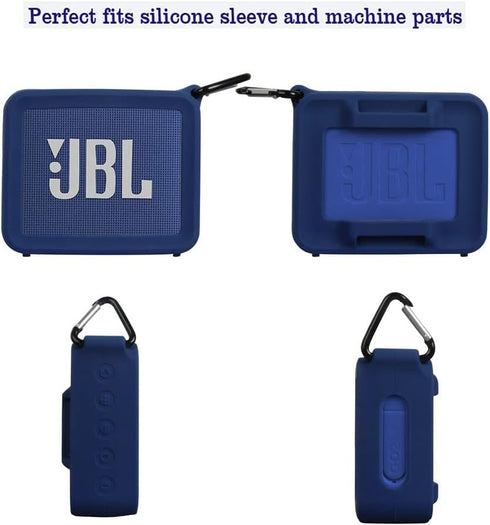 Hermitshell Travel Case for JBL GO2 - Waterproof Ultra Portable Bluetooth Speaker Case (Blue 3, Silicone Case)