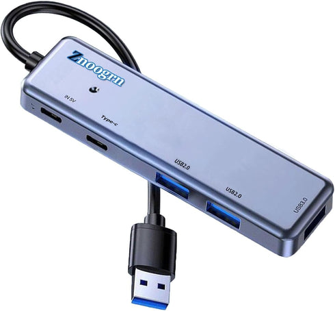 Znoogrn 5 in 1 USB 3.0 Hub, USB Extender with USB C Data