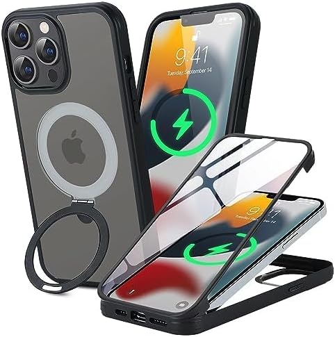 Cavor iPhone 12 & 12 Pro MagSafe Case with Built-in Screen Protector & Stand - Black Protective Phone Case