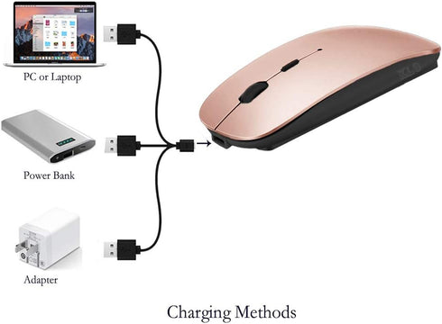 Rechargeable Bluetooth Mouse for MacBook/MacBook Air/Pro/iPad, Wireless Mouse for Laptop/Notebook/Chromebook (Rose Gold)