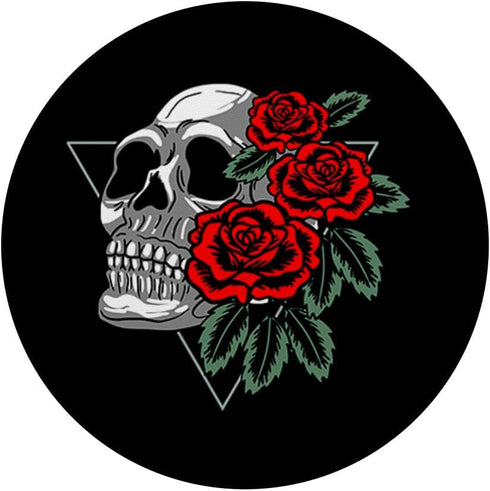 Skull And Roses In Triangle Skeleton Minimal Art Lover Gift, PopSockets Swappable PopGrip