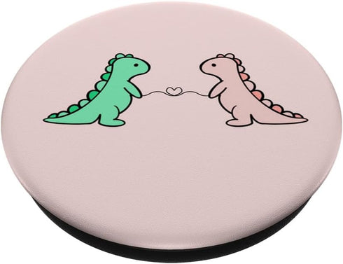 Funny And Cute Dinosaur T Rex Green Dino And Pink For Girls PopSockets Standard PopGrip
