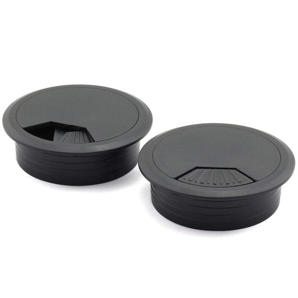 HJ Garden 2pcs Desk Wire Cord Cable Grommets, 2.8"L x 2.8"W Hole Cover for Office PC Cable Organizer, Black