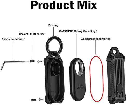 Waterproof Keychain Holder Case for Samsung Galaxy SmartTag2, Scratch Resistant Cover with Keychain for Keys, Wallet, Luggage by CMZZ