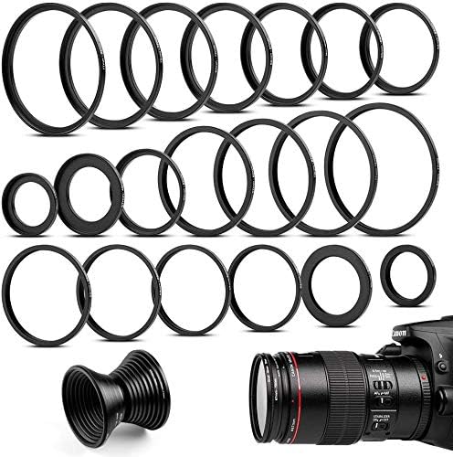 20 Pieces Metal Step-Up & Step Down Adapter Rings Kit for DSLR Camera Lens Filters