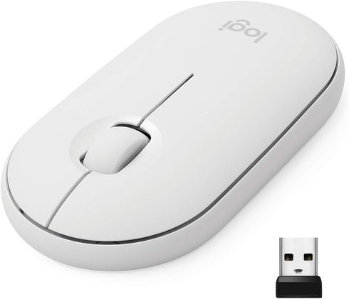Logitech Pebble Wireless Mouse, Bluetooth or 2.4 GHz Receiver, Silent Slim Mouse for Laptop/Notebook/iPad/PC