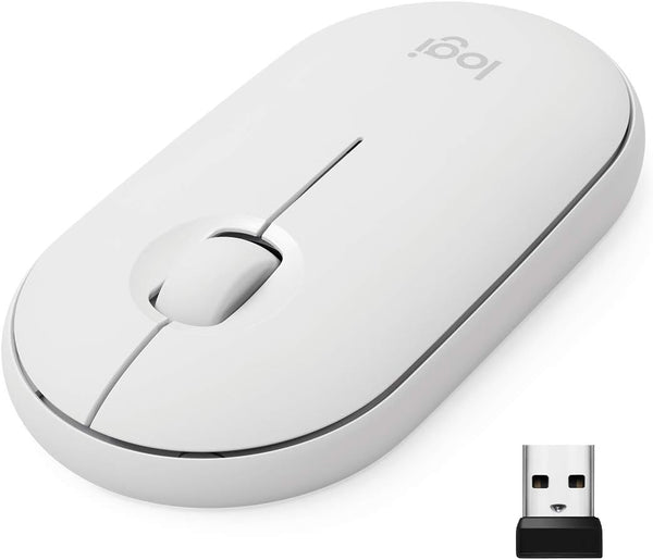 Logitech Pebble Wireless Mouse, Bluetooth or 2.4 GHz Receiver, Silent Slim Mouse for Laptop/Notebook/iPad/PC