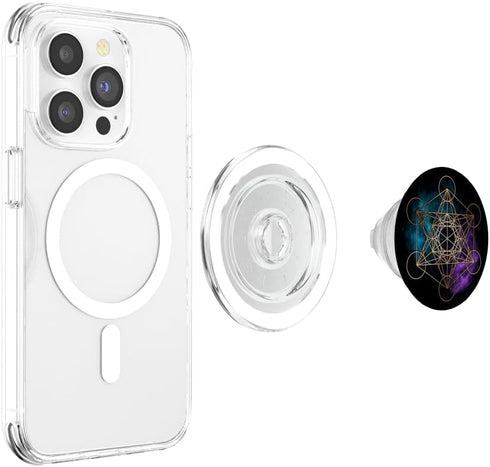Geometric Sacred Geometry Metatron Cube Space Galaxy PopSockets PopGrip, Swappable Grip for Phones & Tablets